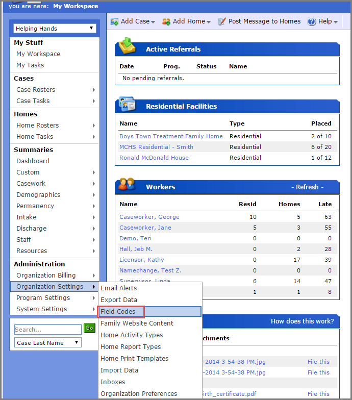 Field Codes extendedReach Foster Care Help 1