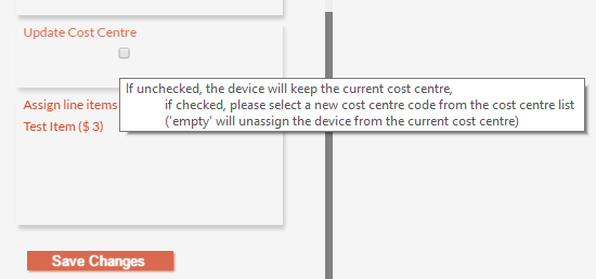 Update Cost Centre Checkbox Update Cost Centre Checkbox