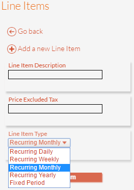 New Line Item Panel New Line Item Panel
