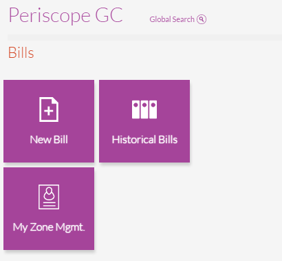 Bills Menu Page Bills Menu Page