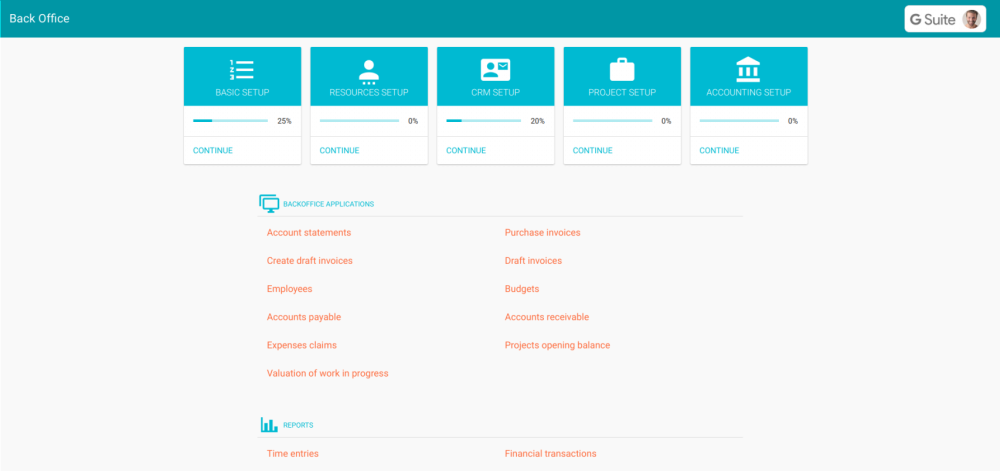 Setup assistant in Back Office