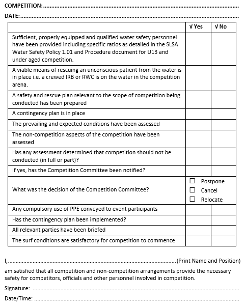 Appendix B – Sample Referee Pre-Competition Checklist - Surf Sports ...