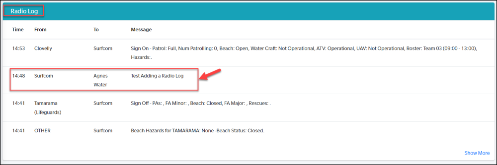 6.1 Radio Log - Surfcom User Guide - 1