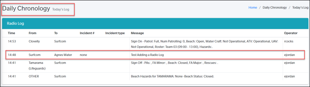 6.1 Radio Log - Surfcom User Guide - 1