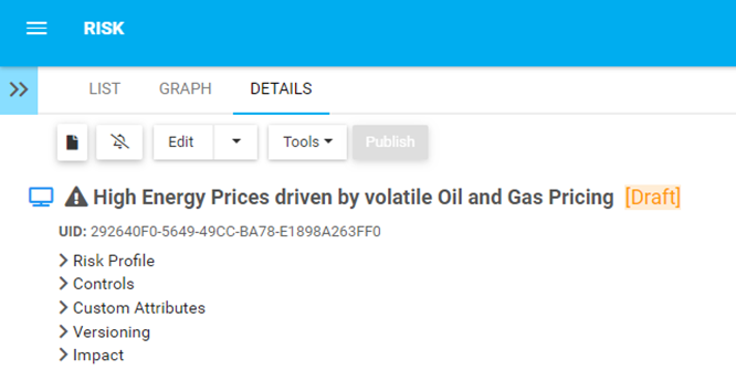 Example Risk Object Details Risk Example