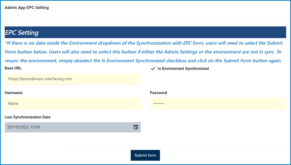 Admin App EPC Settings - DBP - Admin Application - #11