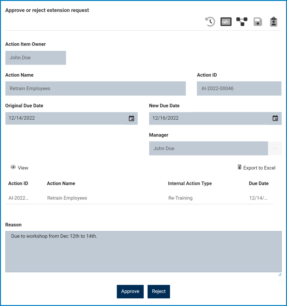 Approve or Reject Extension Request - Quality Event - #14