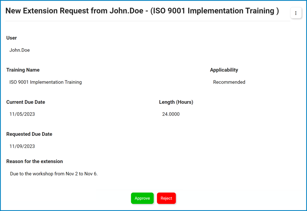 New Extension Request - Training - #14.1