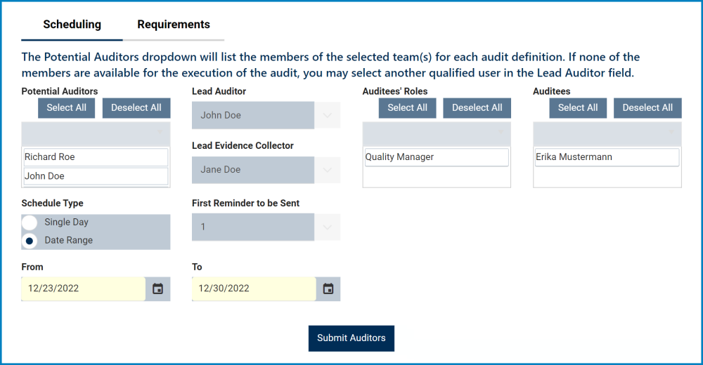 Scheduling - Audit - #14