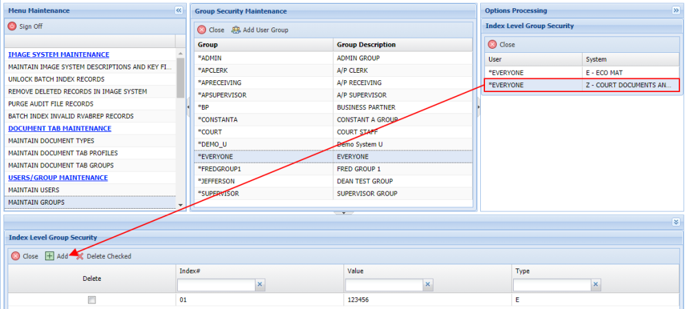 Index Level Group Security