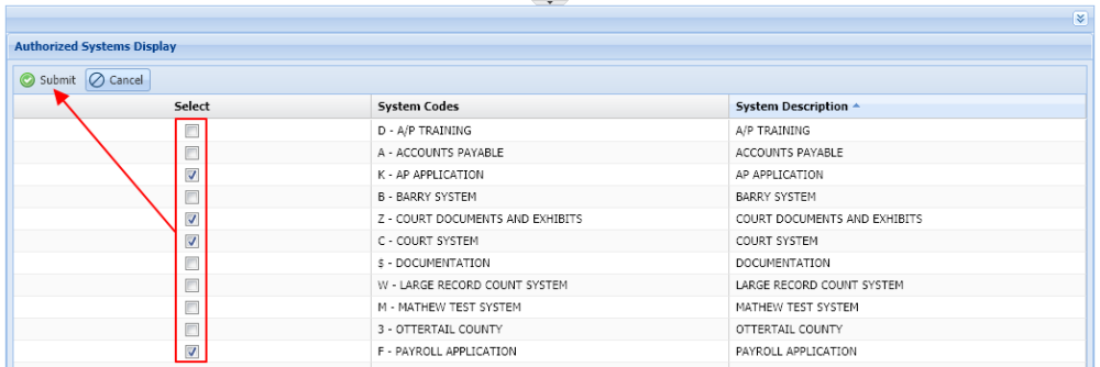 Authorized Systems Display