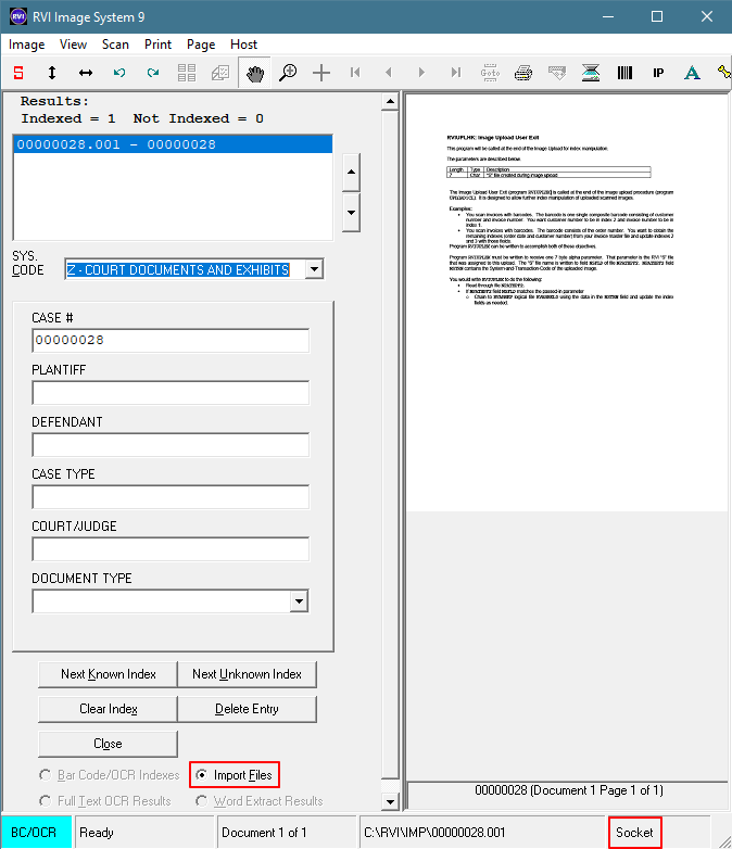 Print To RVI Index in BC/OCR