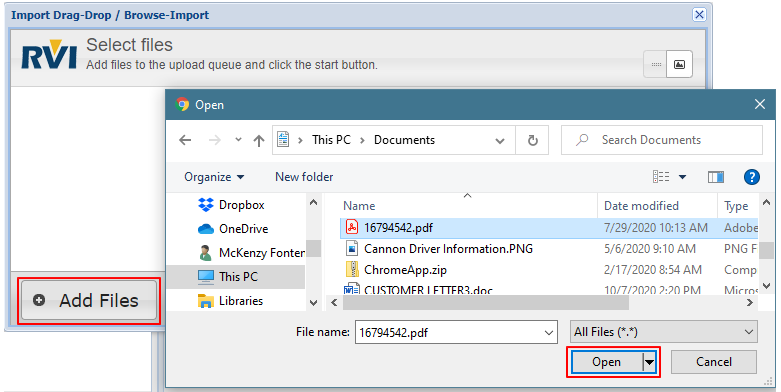 Browse Import Add Files