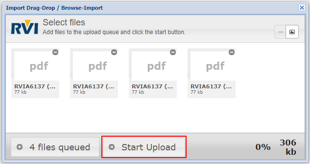 Browse Import Start Upload