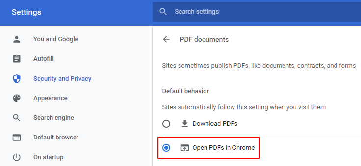 Chrome PDF Display