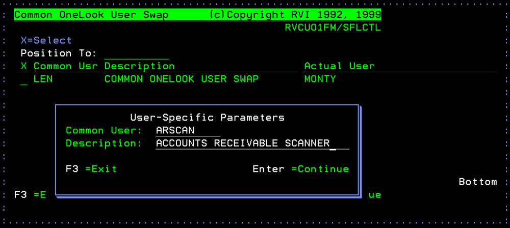 Common User and Description