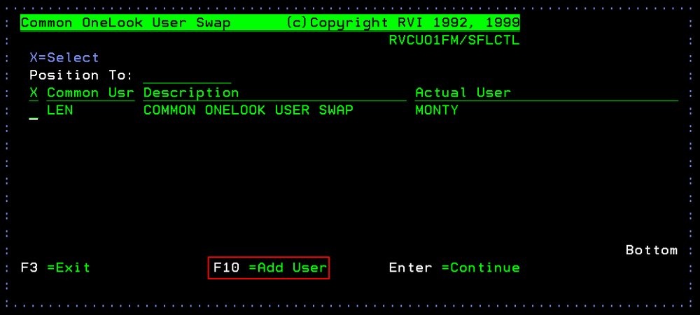 Common Onelook User Swap - Add User