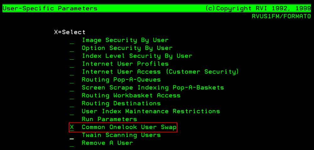 Common Onelook User Swap