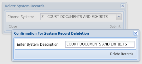 Confirmation For System Record Deletion