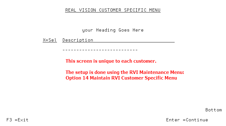 Customer Specific Menu
