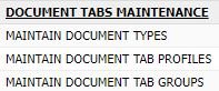 Document Tab Maintenance