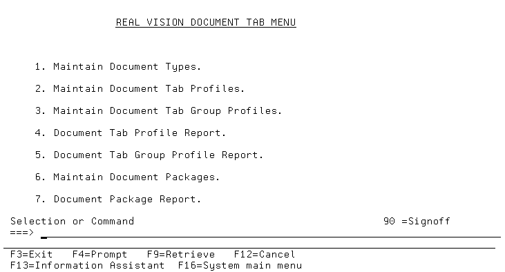 Document Tab Menu