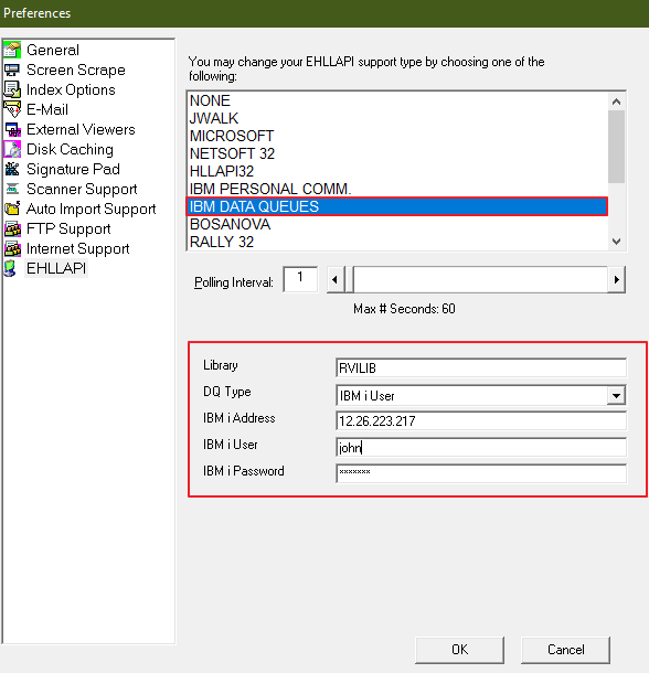 IBM DATA QUEUES Preferences