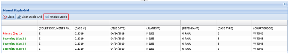 Finalize Staple of Additional Documents