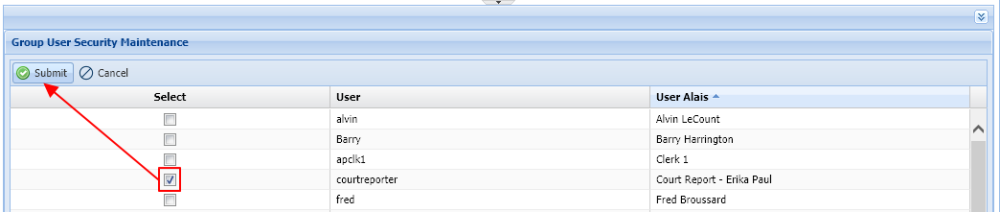 Group User Security Maintenance