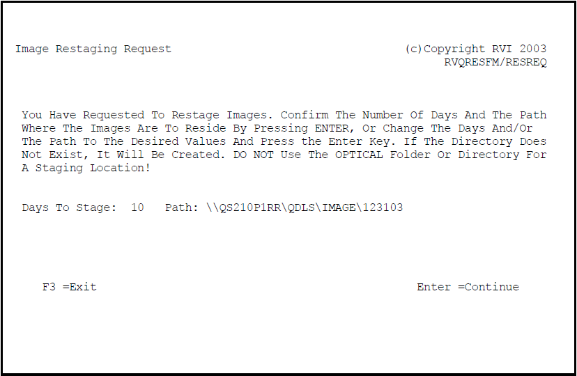 Image Restaging Request