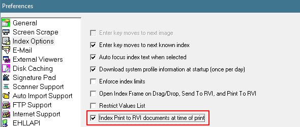 Index Print To RVI at print time