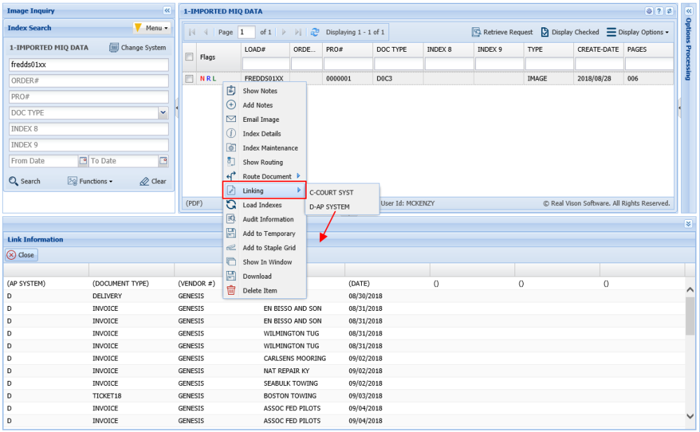 Linking Option on Right Click