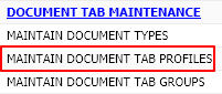 Maintain Document Tab Profiles