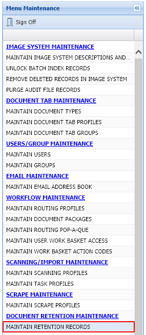 Maintain Retention Records