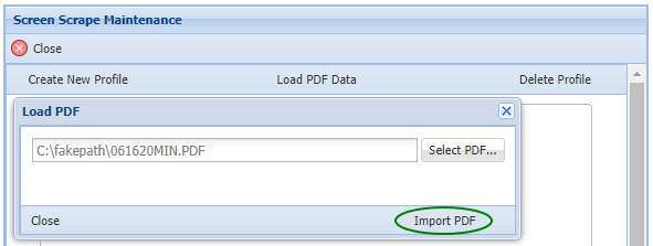 Maintenance - Import PDF for Scrape