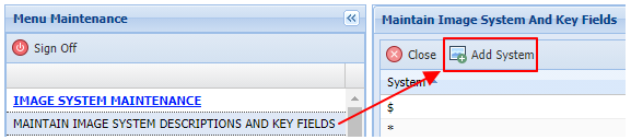 Maintain Image System Descriptions and Key Fields
