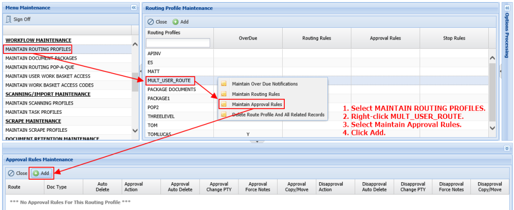 MULT_USER_ROUTE Approval Rules