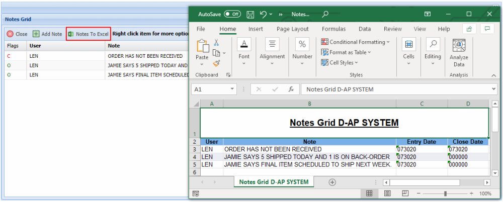 Notes To Excel