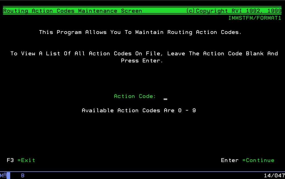 Create Action Codes One Look (IBM i / Cloud) 2