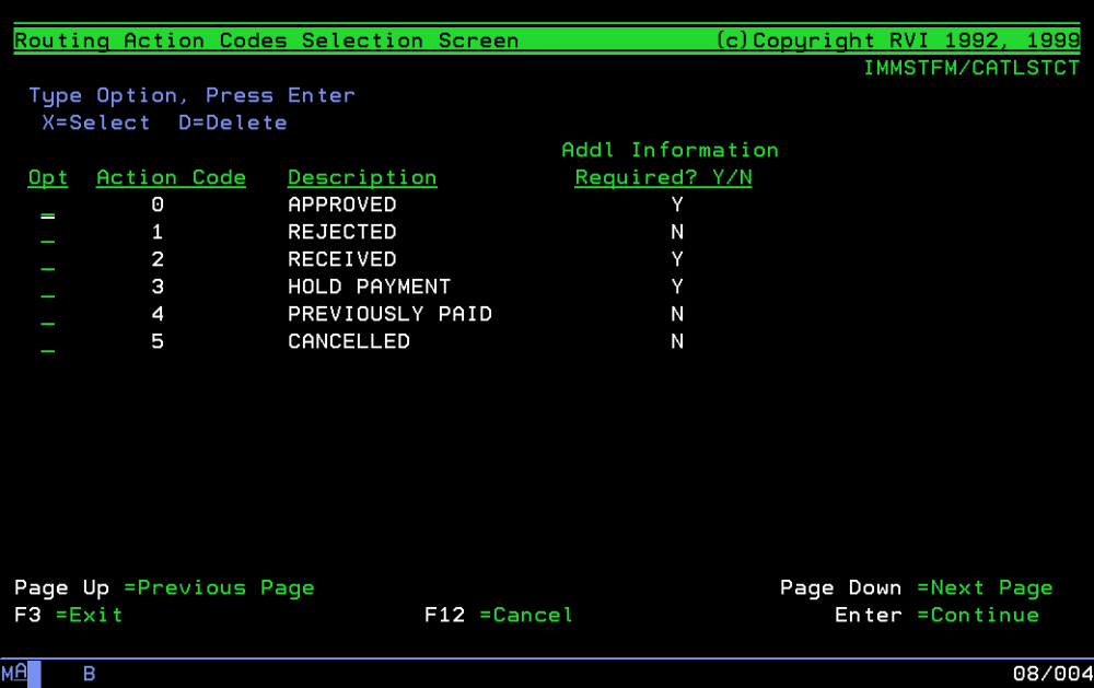 Create Action Codes One Look (IBM i / Cloud) 2