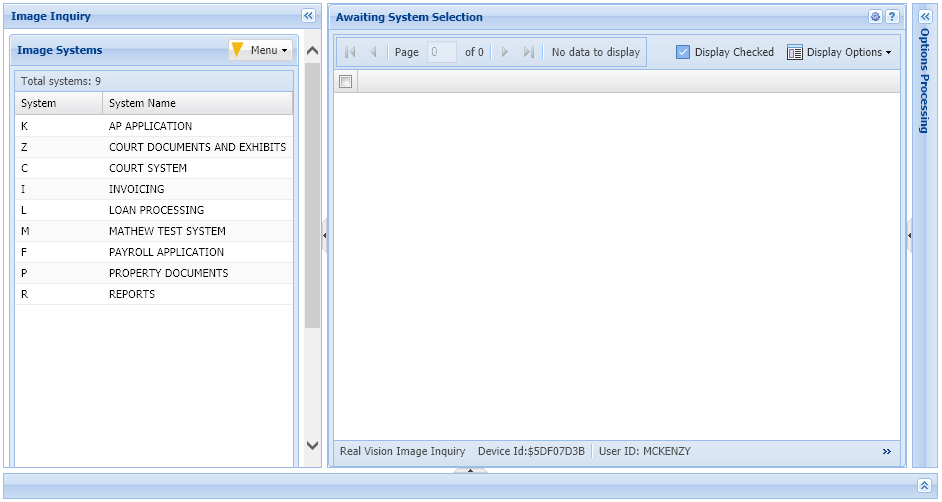 Image System Selection
