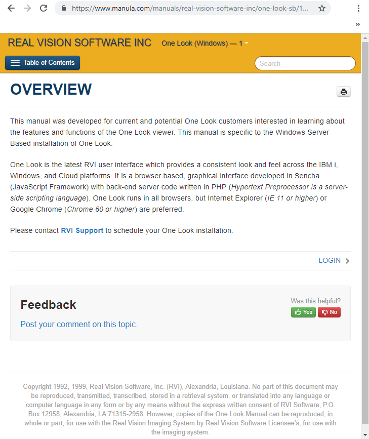 One Look Windows Online Manual