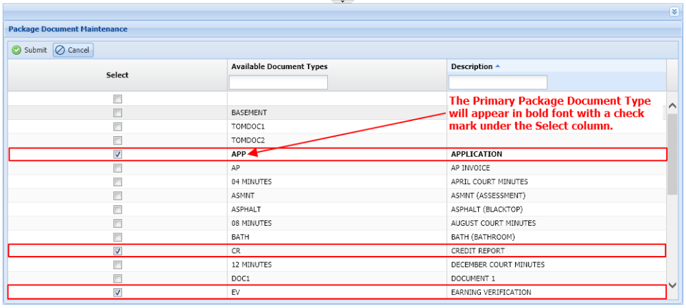 Package Document Maintenance