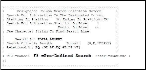 Pre-Defined Search