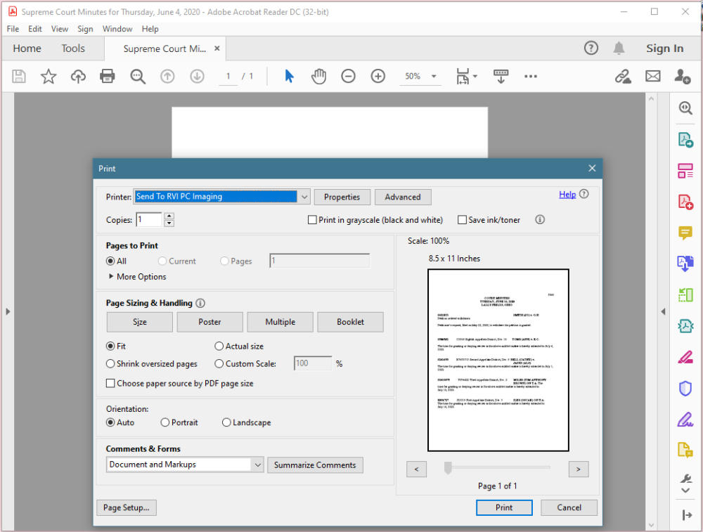 File/Print/Send To RVI PC Imaging