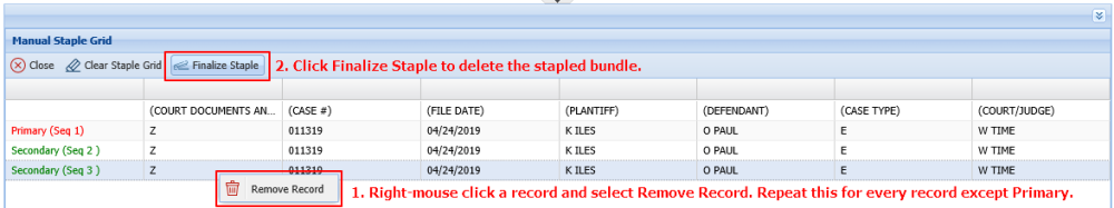 Remove All Stapled Records