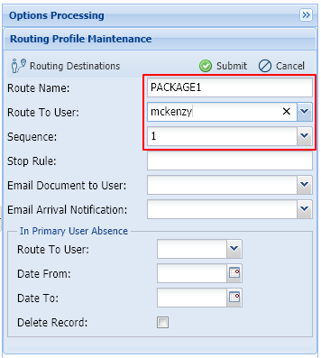 Routing Profile Maintenance PACKAGE1