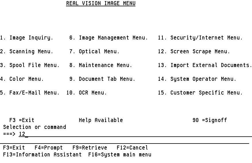 Real Vision Main Menu
