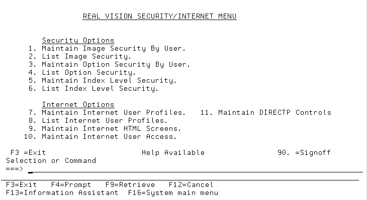 Security/Internet Menu