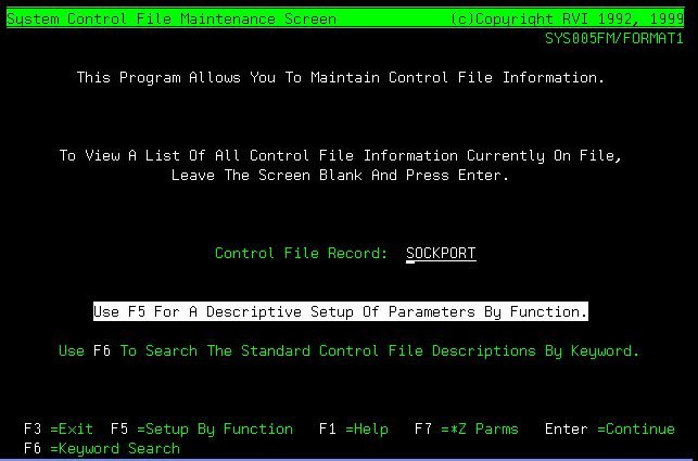 Control File Parameter SOCKPORT